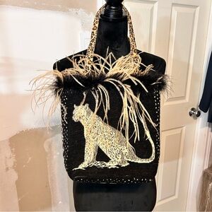 Leopard Print Black and Tan Tote Bag